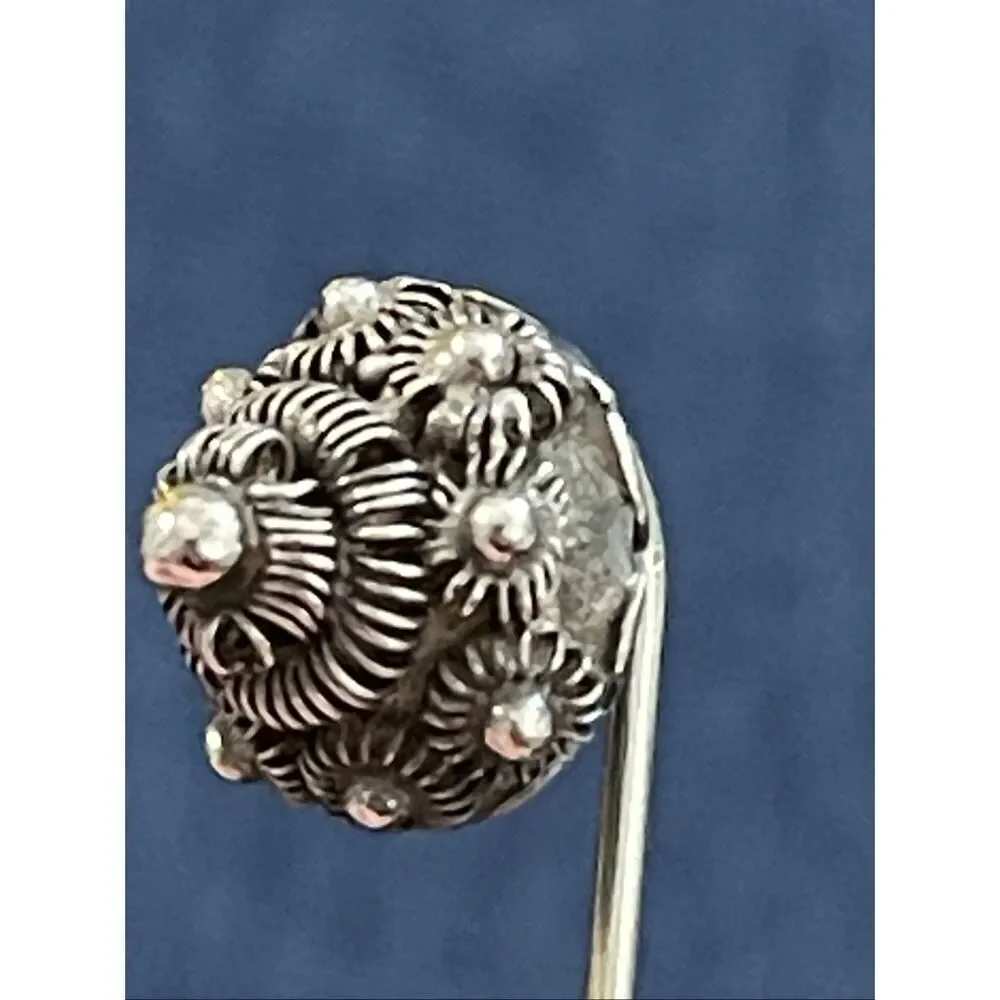 Vintage Dutch Zeeuwse Silver Wirework & Filigree Dome Hat Pin